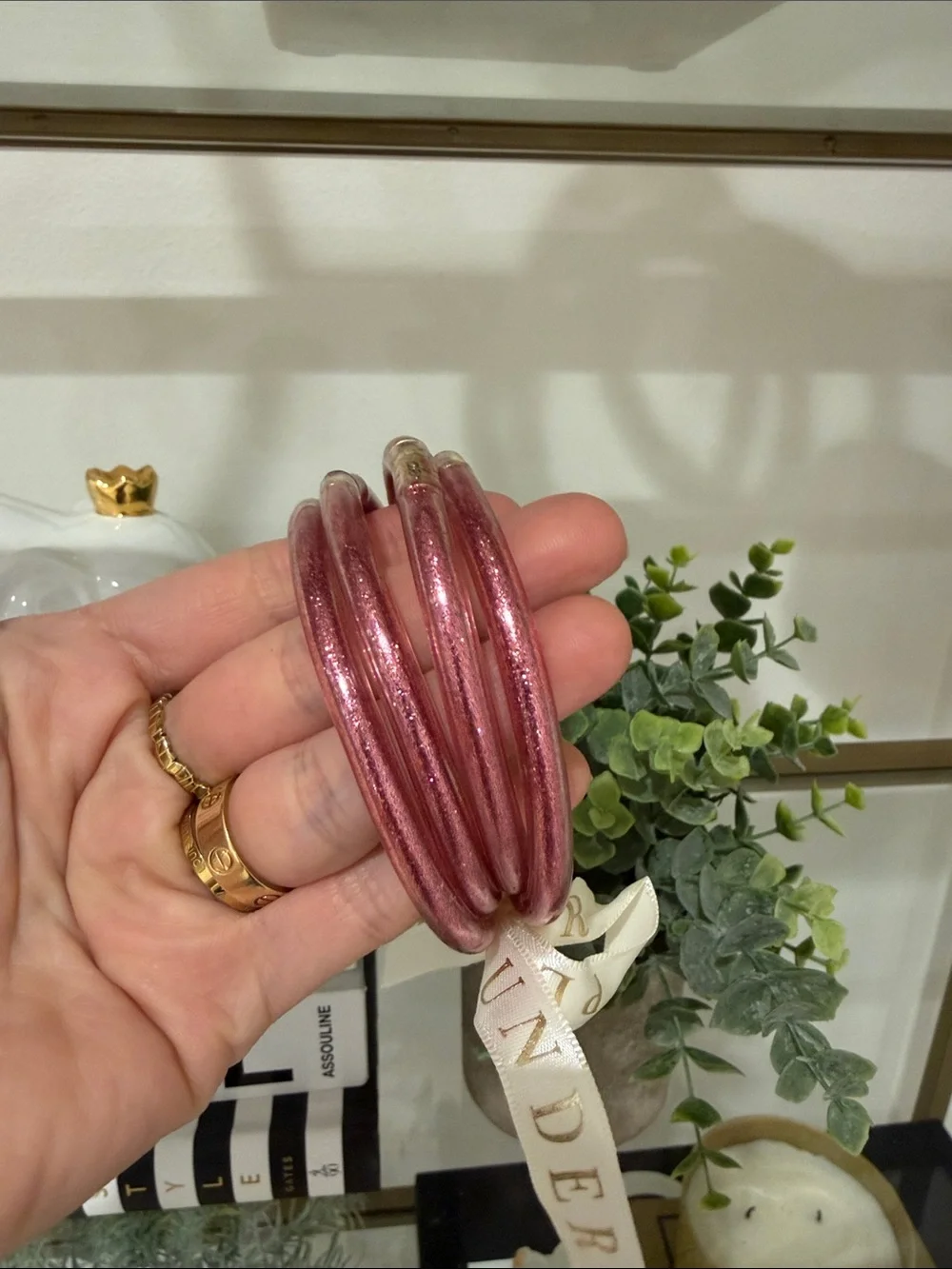 Plunder Pink Metallic Coil Stack Bracelet